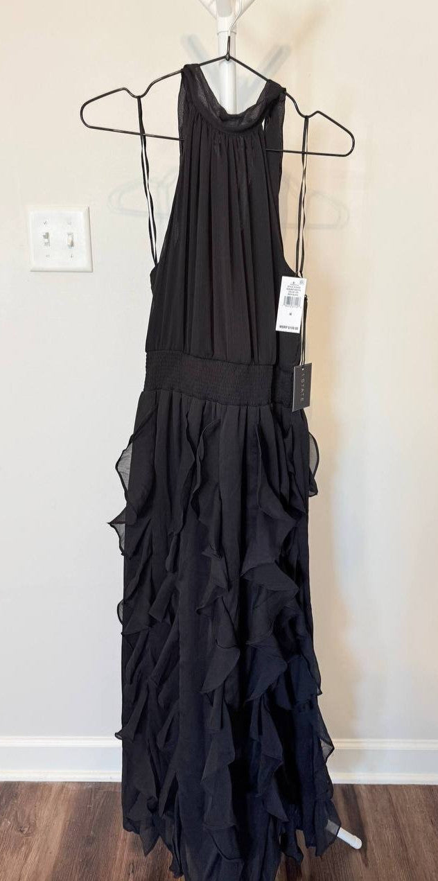 STATE – Black Halter Neck Maxi Dress – Size L – New