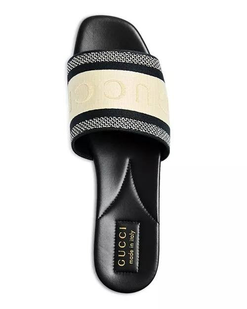 Gucci  Slide  Sandals  White/Black  35  Pre‑owned 
