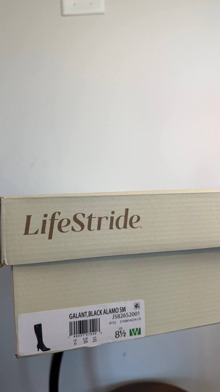 LifeStride Galant Wide Calf Zip Tall Dress Boots Black 8.5W Synthetic $129.99 NW