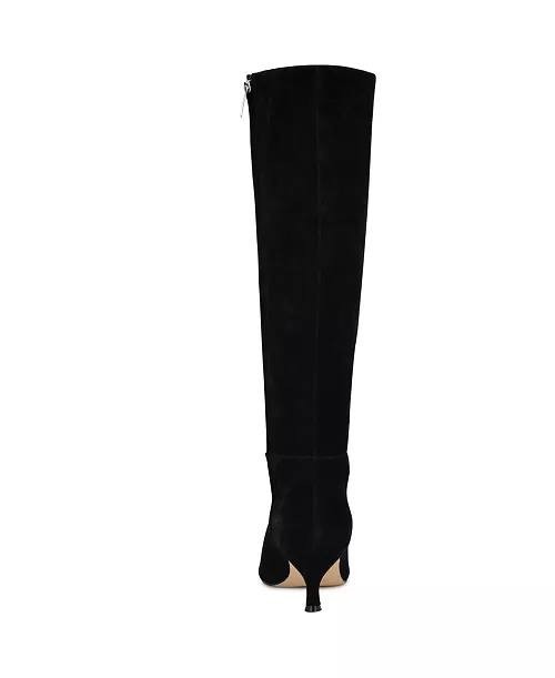 Nine West Tall Kitten Heel Boots 7.5M Black Suede New in Box MSRP $249