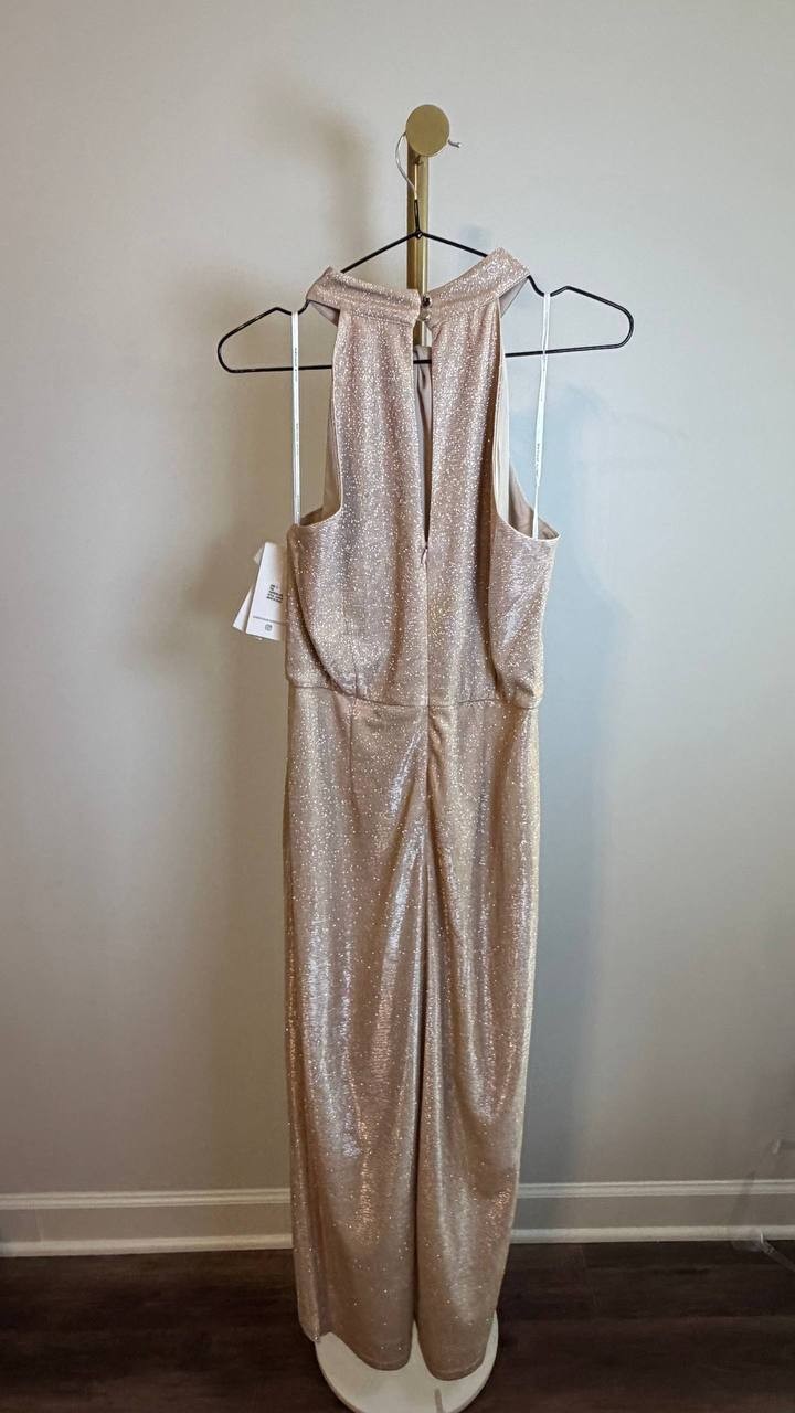 Julia Jordan Metallic Halter Neck Maxi Dress Size 6 NWT Elegant Party Wear