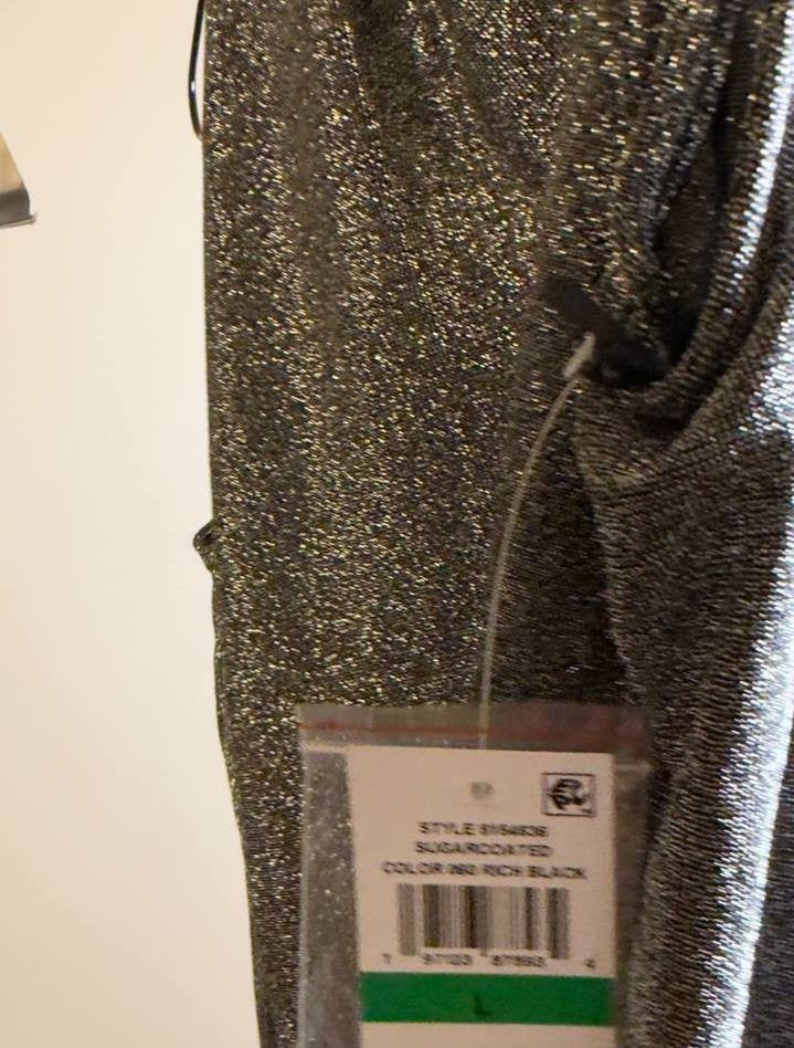 1.STATE Sugarcoated Metallic High‑Neck Sleeveless Top Rich Black L NWT $59