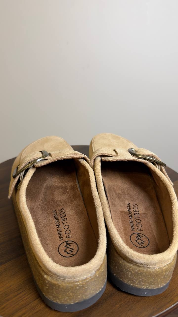 White  Mountain  Clogs  Beach   Wood  Suede  8M  New  With  Box  $89