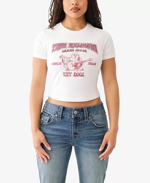 True Religion Short Sleeve Heritage Baby Tee Optic White M NWT $69