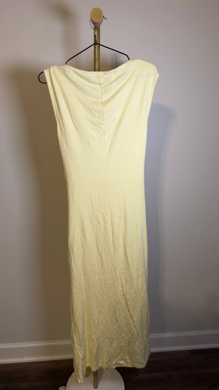 MSK Sleeveless Boat Neck Ponte Knot Wrap Midi Dress Pastel Yellow M NWT $89