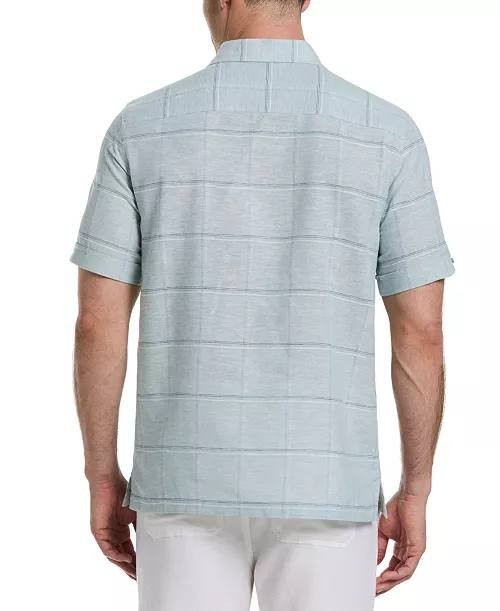 Cubavera Men’s Classic‑Fit Windowpane Linen Blend Camp Shirt S/CH $80 NWT