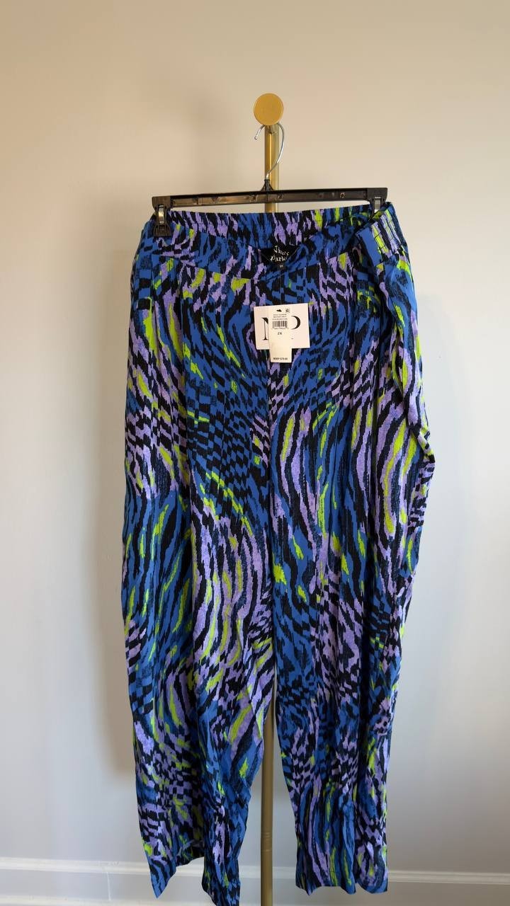 Nina Parker Plus Size Printed Wide-Leg Pants 2X Abstract Animal NWT $79