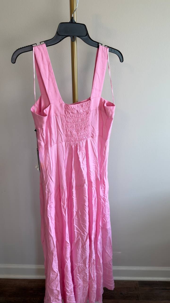 Vince Camuto Square Neck Smocked Back Maxi Dress M Plush Pink NWT $69
