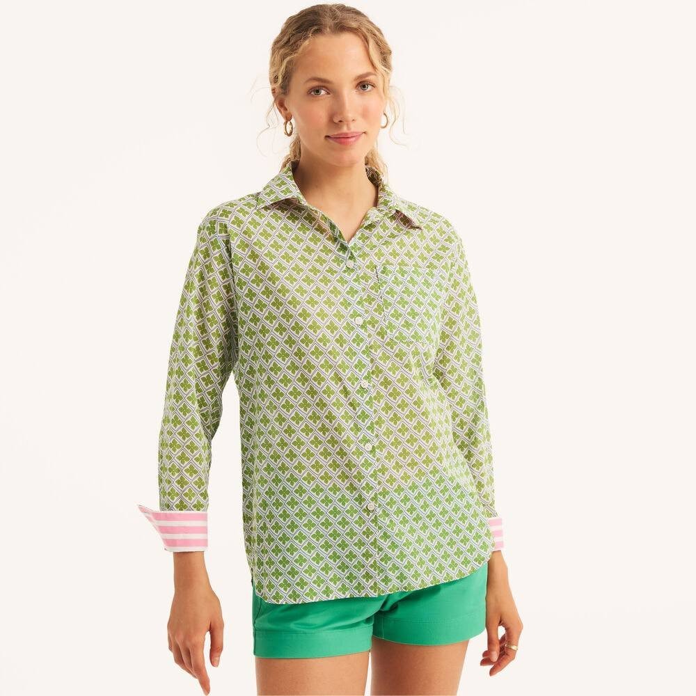 Nautica Printed Shirt Dress – Size XL – NWT – Green Patterned Short Sleeve