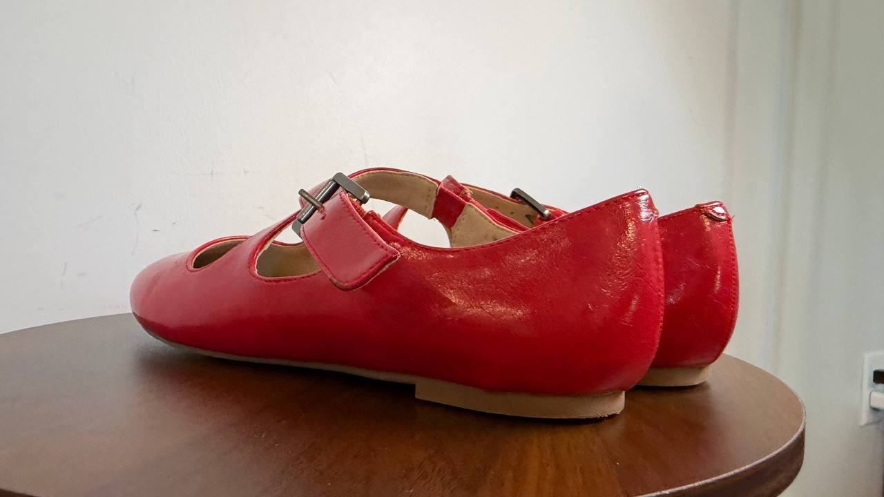 Journee Ivanna Mary Jane Flats Red 8M Vegan Leather Buckle $93.99 NWB
