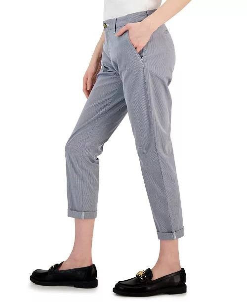 Tommy Hilfiger Striped TH Flex Hampton Chino Pants Grey 14W NWT $79.50