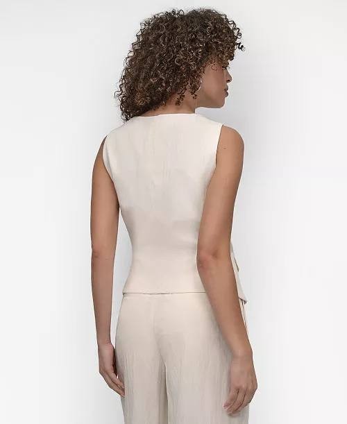 DKNY Weathered Zip‑Up Vest Coconut M NWT $99