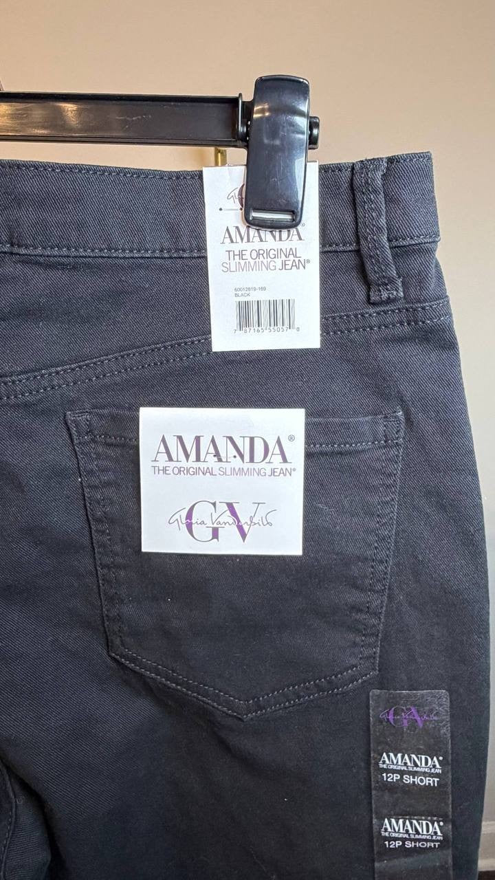 Gloria Vanderbilt Amanda Slimming Stretch Jeans Black 12PS NWT $52