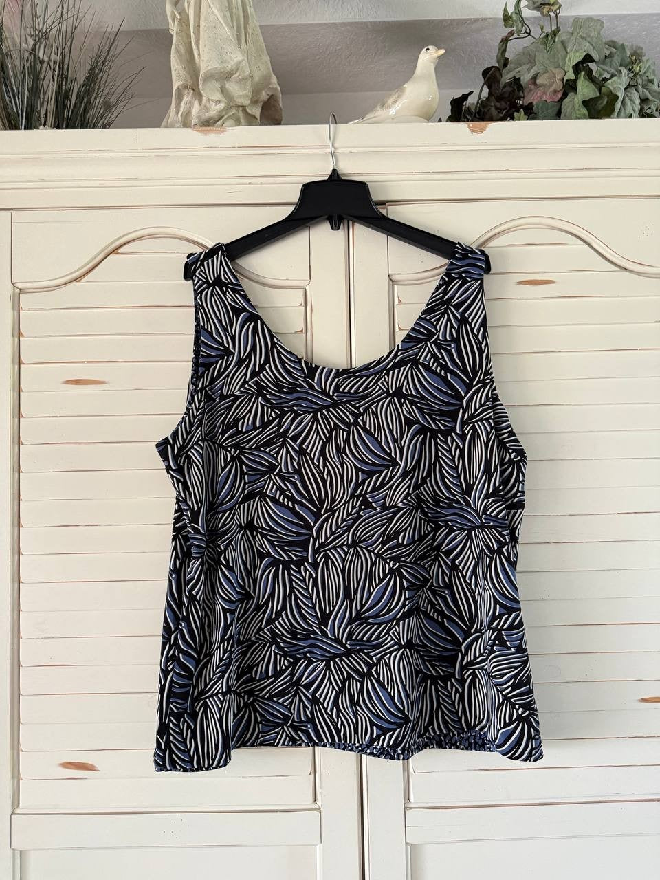Anne Klein Top 2X Reversible Scoop Neck Sleeveless Plus Size Printed Tank NWT