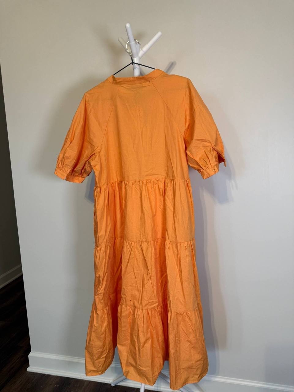English Factory Puff Sleeve Tiered Midi Dress – Orange – Size L – NWT – $90
