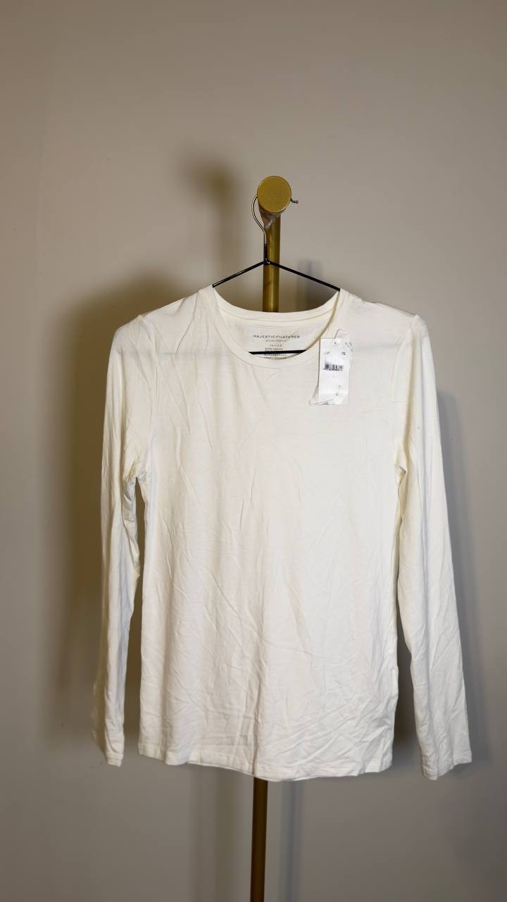 Majestic Filatures Women’s Soft Touch Crewneck T‑Shirt Cream 2 NWT $138