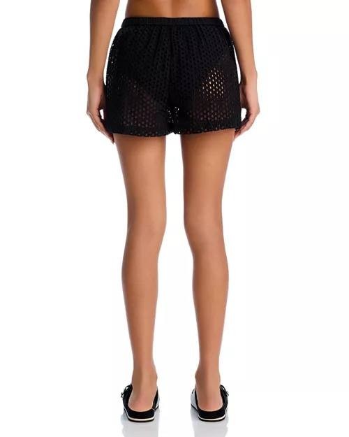 Solid + Striped Eyelet Nancy Shorts Black XS NWT $158