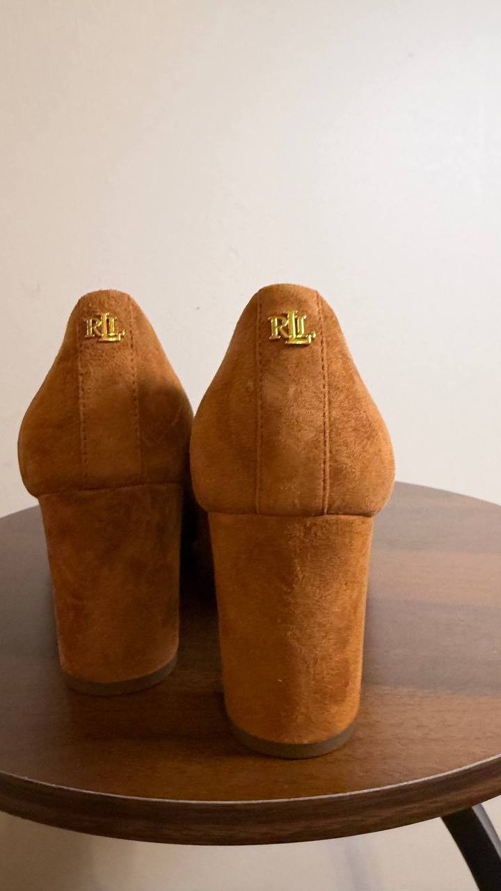 Lauren Ralph Lauren Lanette Pump 8B Tan Suede Pointed Toe  NIB msrp$306