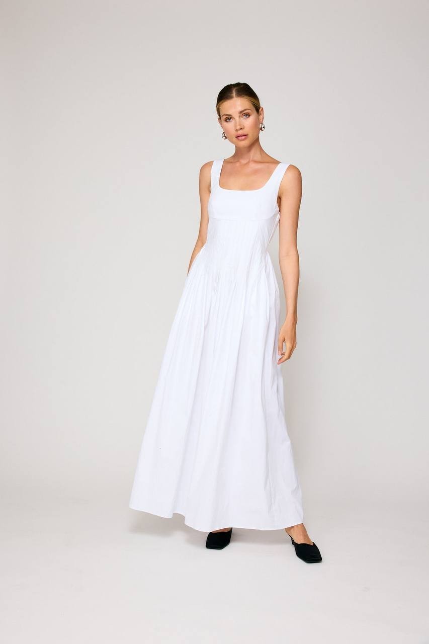 Line &amp; Dot Abbott Pleated Jumpsuit White Size M - Sleeveless, Wide-Leg
