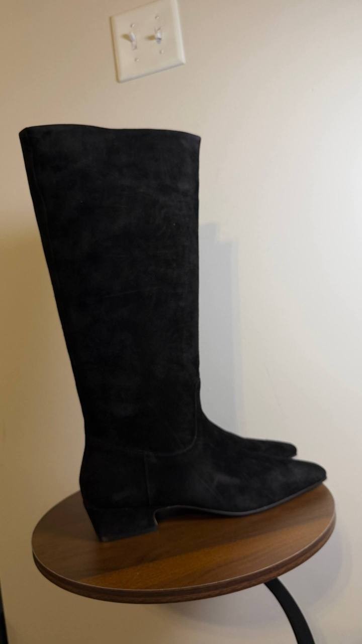 Steve Madden Dantelle Boots 11 Black Suede Knee‑High Square Toe NIB msrp$179
