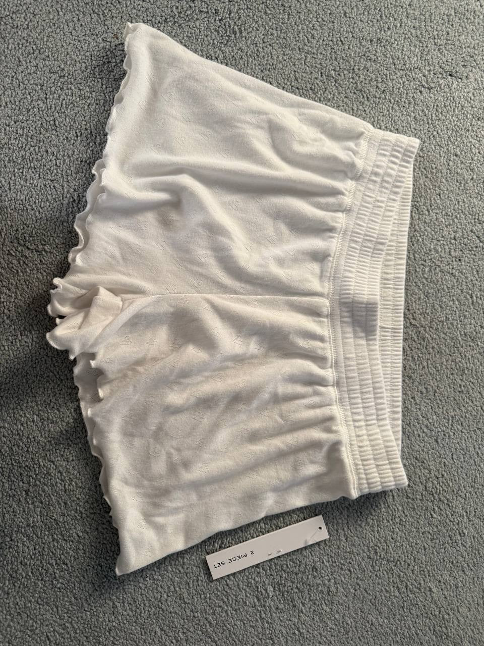 AQUA Sleep Pointelle Pajama Shorts White Size S Exclusive Womens Loungewear