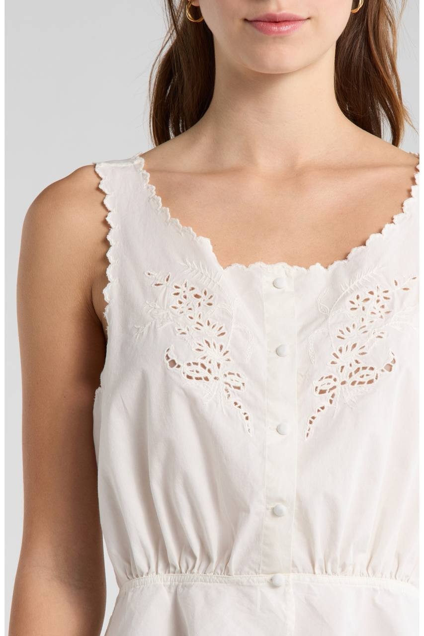 Re/Done Women’s Jerry Eyelet Tank Vintage White XS NWT $195