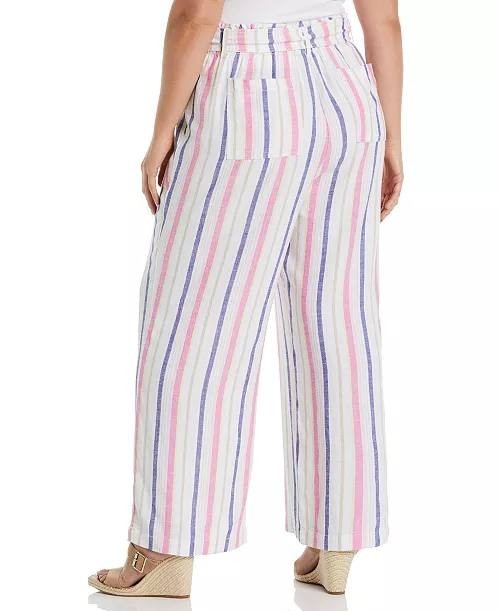 ELLA Rafaella Plus Size Stripe Wide Leg Paper Bag Pants – Size 3X – NWT