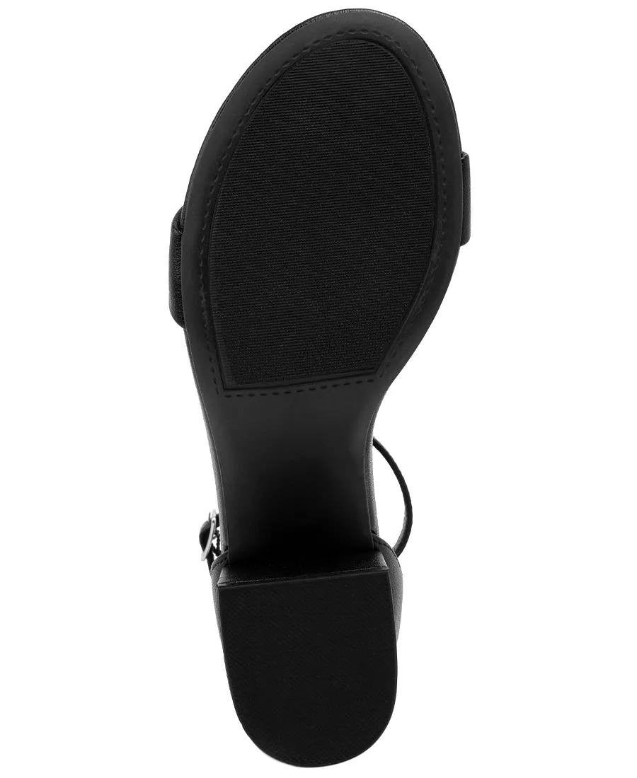 Sugar Noelle 7 Sandals 5M Black Low Block Heel Buckle Strap Dressy NIB msrp$59