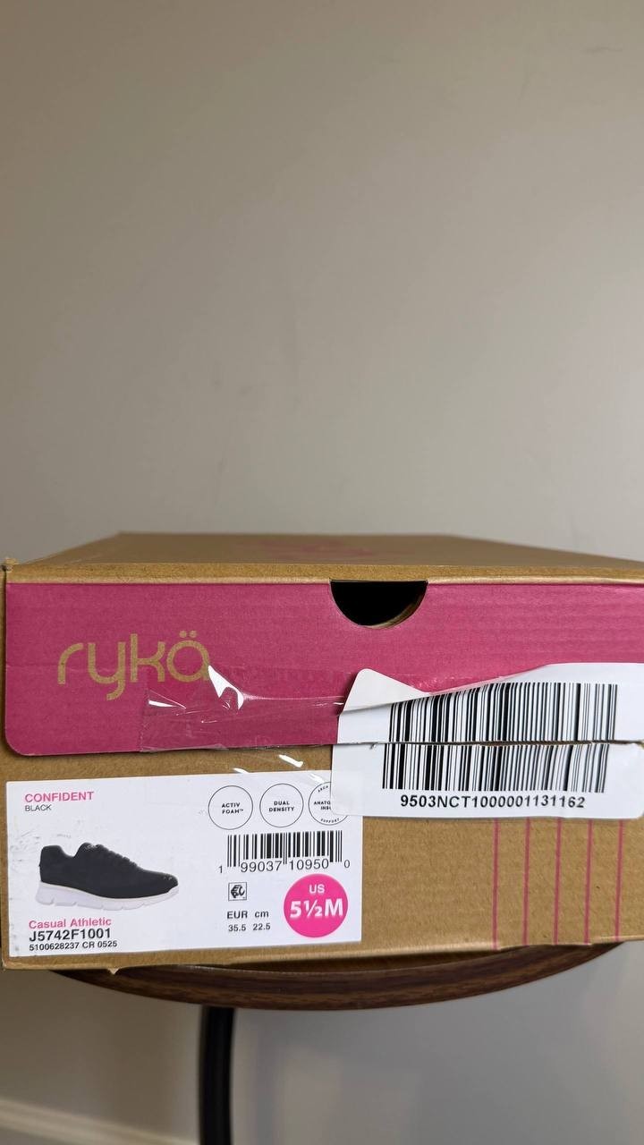 Ryka Black Fabric Walking Sneakers 5.5M NIB MSRP $89.99