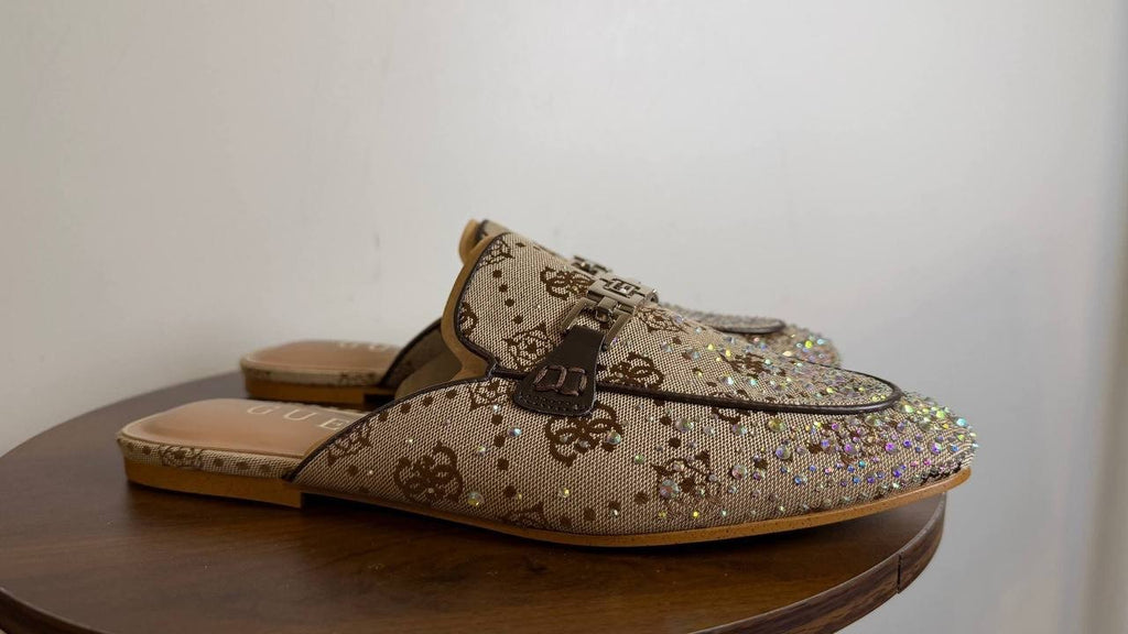Guess Medium Brown Textile Mule Loafers 9M NIB MSRP $119