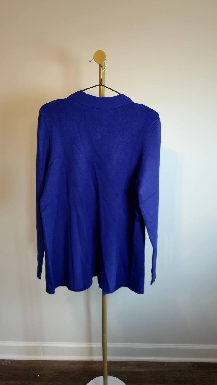 Kasper Open‑Front Long‑Sleeve Cardigan Blue S NWT $99