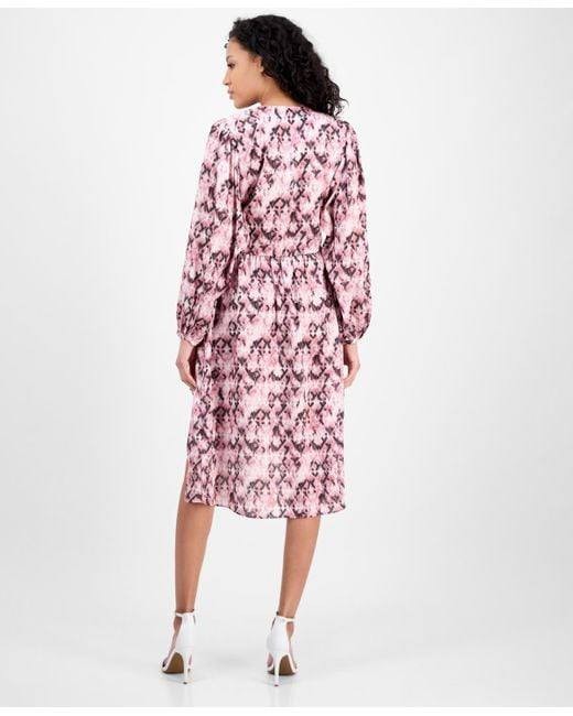 BOSS Orange Printed Fit & Flare Dress – Pink Aztec, Size XXL