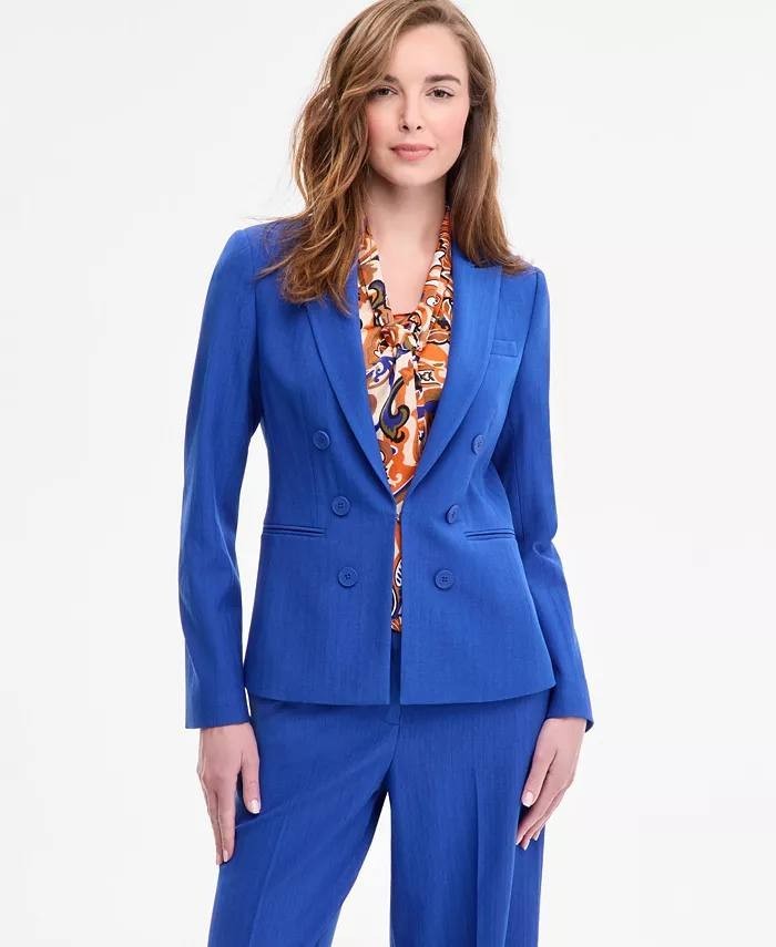 Tahari ASL Faux Double Breasted Jacket New Royal Blue 2 NWT $139
