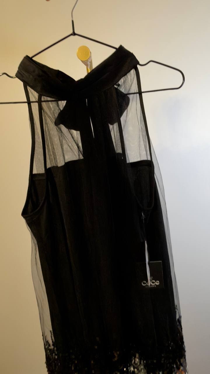 CeCe Women’s Sleeveless Halter Ombre Sequin Dress Black 8 NWT $169