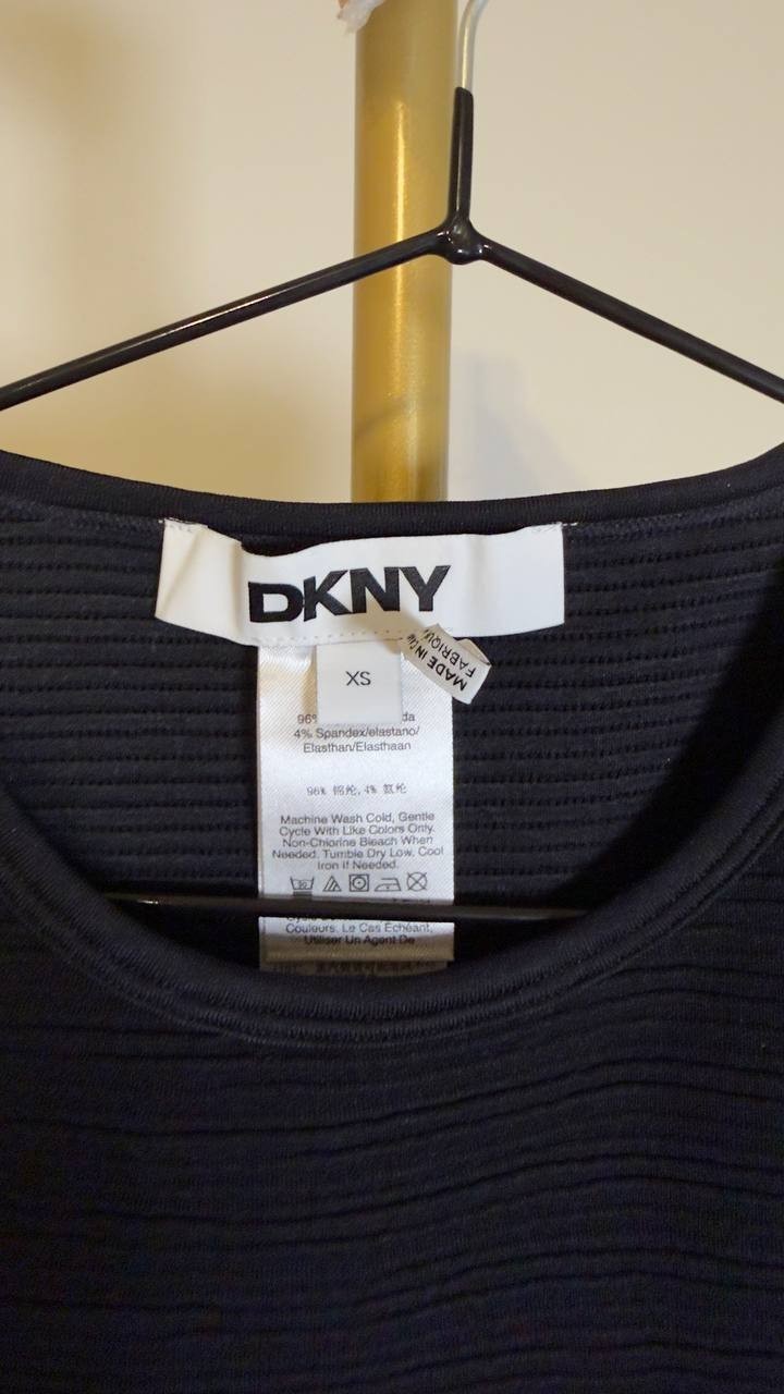 DKNY Sleeveless Textured Knit Racerback Tank Top Black XS NWT $69