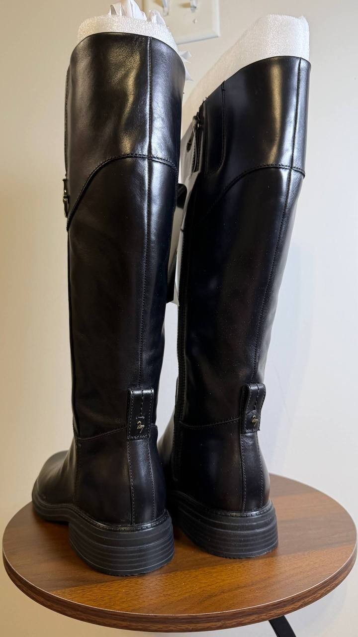 Naturalizer Oslo Boots 8M Black Leather Tall Riding Round Toe NIB msrp$285