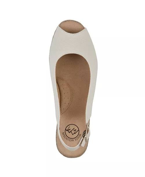 White  Mountain  Wedge  Sandals  White  Fabric  7.5W  New  $89