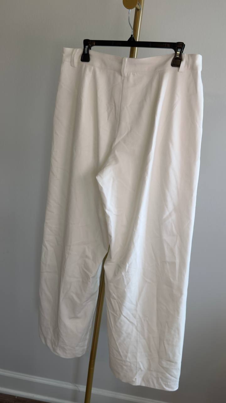 T Tahari High‑Rise Straight Wide‑Leg Pants White Star 12 NWT $88