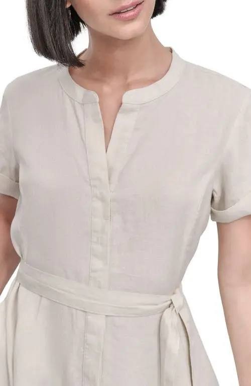 DKNY Asymmetric Linen Shirtdress – Natural – Size 16 – NWT