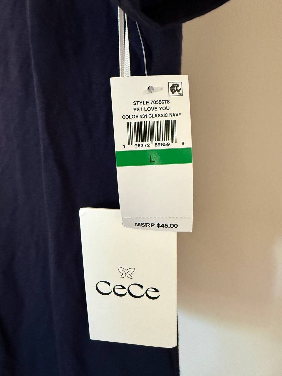 CeCe Short Sleeve Polo Sweater – Navy – Size L – NWT – $45