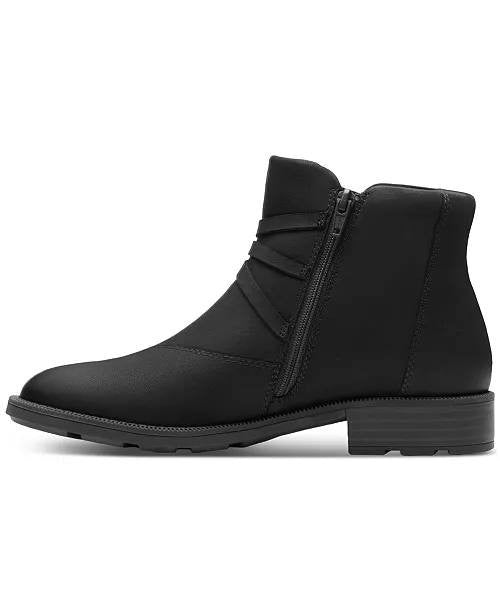 Clarks  Adalynn  Faye  Ankle  Booties  Black  Nubuck  8M  New  With  Box  $130