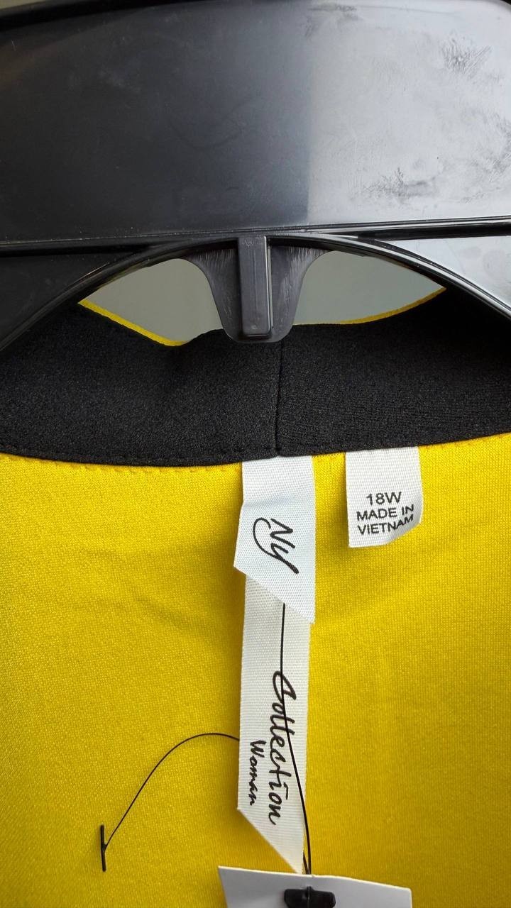 NY Collection 2‑Piece Colorblocked Dress Set Black Lemon 18W NWT $46.99