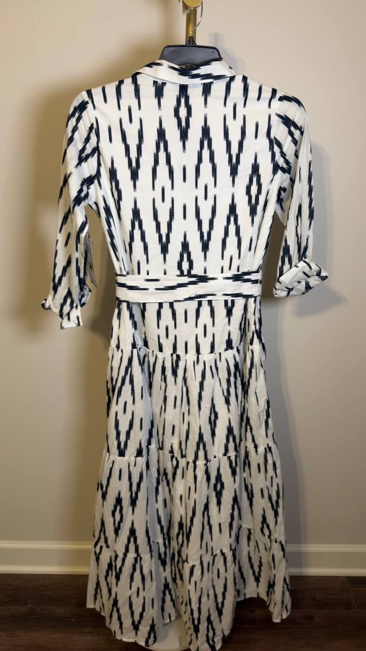 MSK  Women’s  Self  Belt  Long‑Sleeves  Maxi  Dress  White  S  NWT  $109  