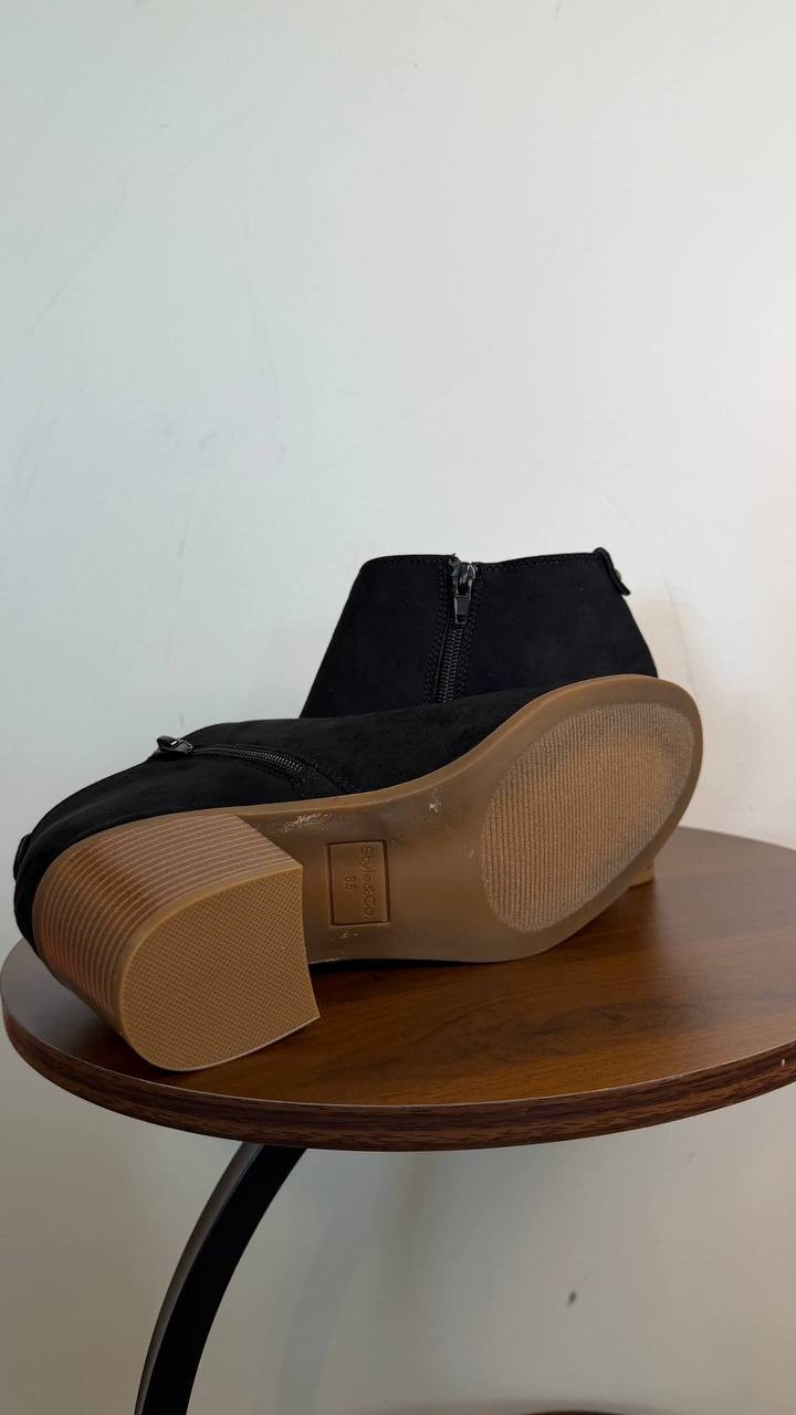 Style & Co Felaa Asymmetrical Booties Black 8.5M Microfiber Fabric $79.90 NWB