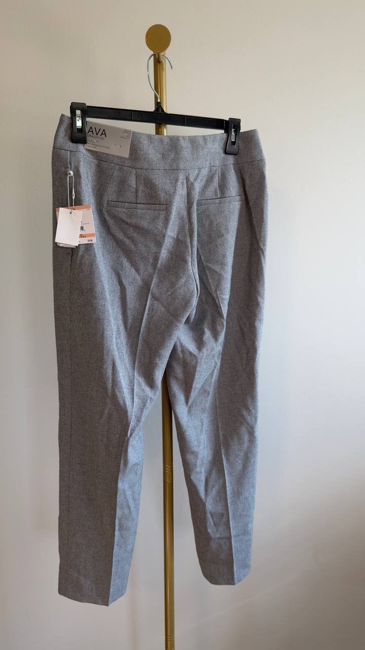 Kasper Ava Straight Leg Stretch Crepe Pants Grey/Black 2P NWT $79