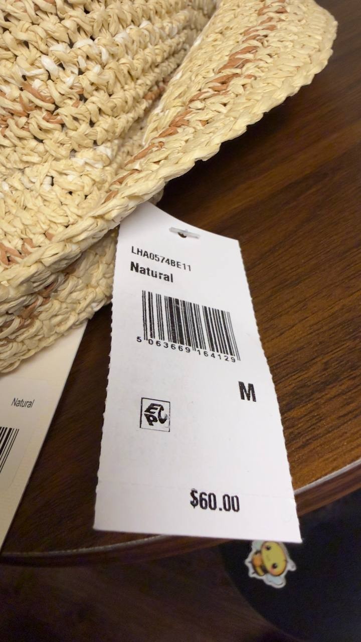 Barbour  Cloche  Hat  Natural  Paper  M  New  $60