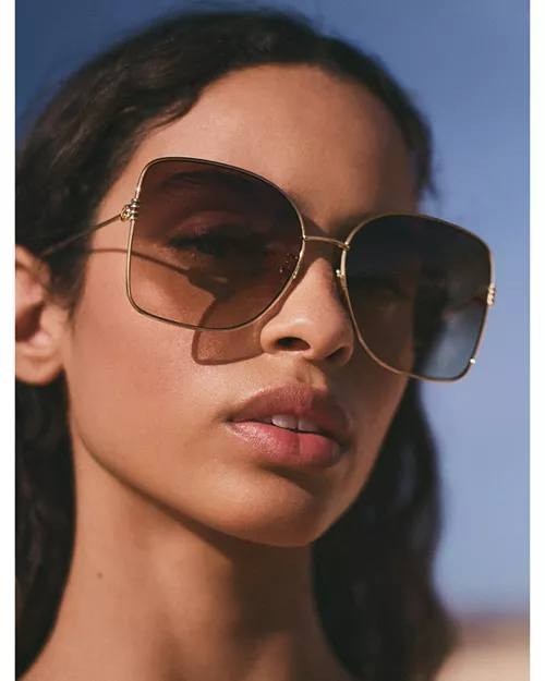 Gucci Women’s 62mm Oversized Square Sunglasses Gold Brown OS NWT $545