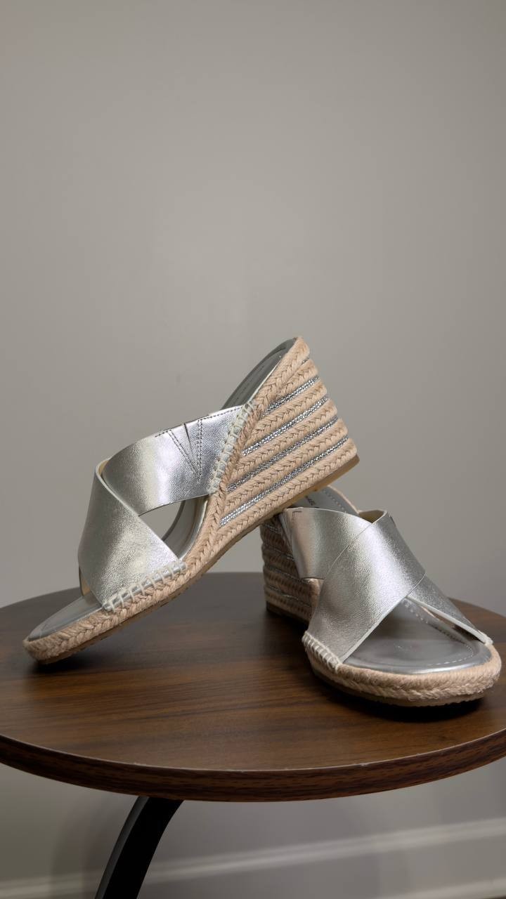 Michael  Michael  Kors  Wedge  Sandals  Silver  6.5  M  New  $139.50