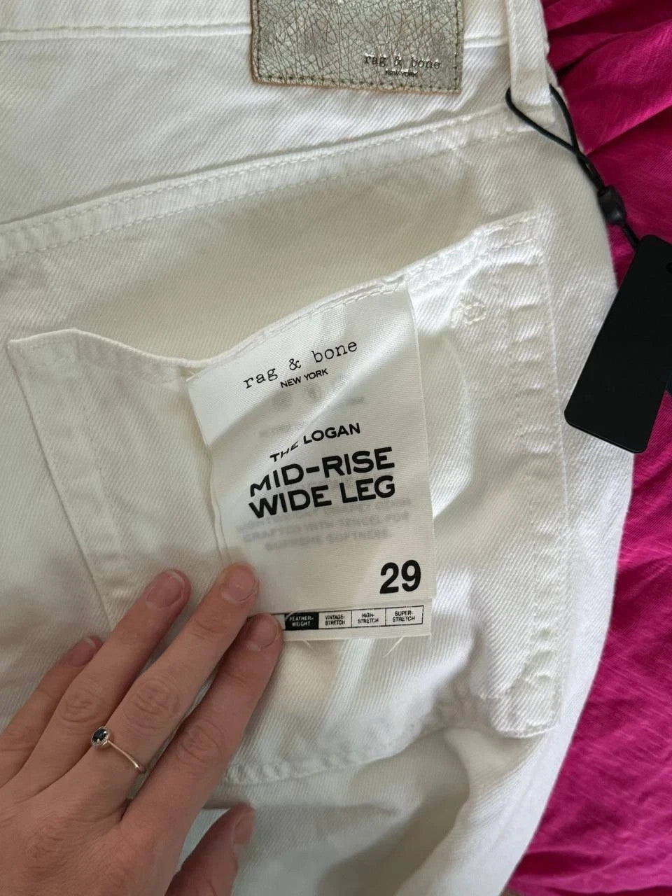 rag & bone Featherweight Logan Wide-Leg Jeans – Optic White, Size 29