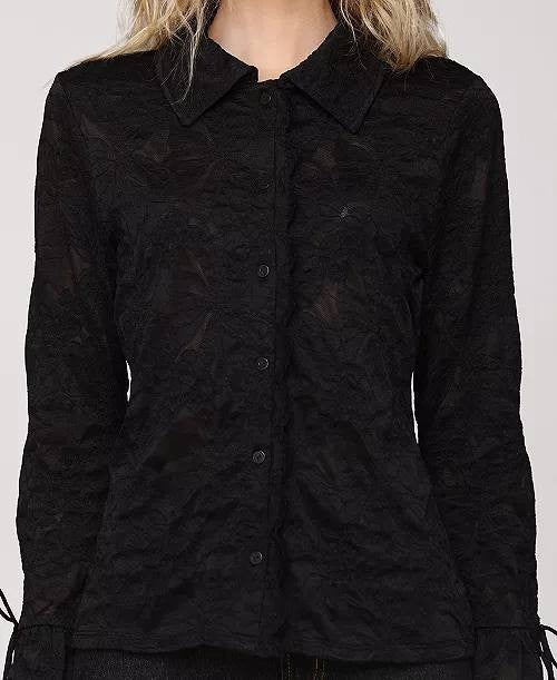 Avec Les Filles Button‑Front Flared‑Sleeve Lace Shirt – Size L – NWT – $109